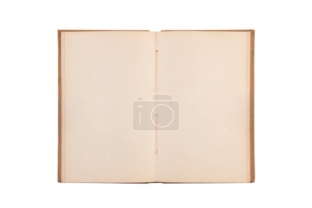 Foto de Abrir libro viejo con páginas en blanco aisladas sobre fondo blanco con ruta de recorte - Imagen libre de derechos