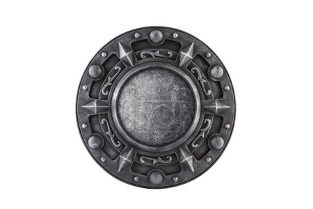 Photo for Old ornamental round shield isolated on white background with clipping path - Royalty Free Image
