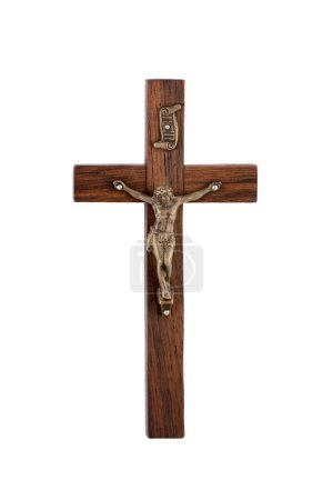 Téléchargez les photos : Crucifix isolé sur fond blanc avec chemin de coupe - en image libre de droit