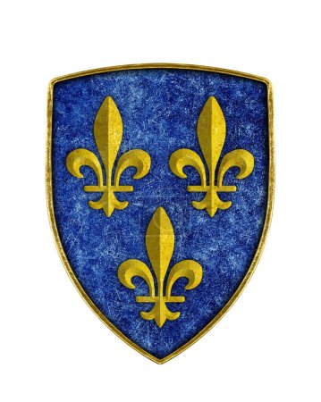 Photo for Heraldic lilies of France on a shield isolated on white background - Royalty Free Image