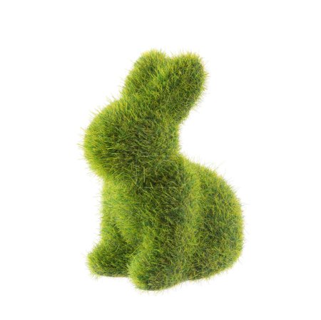 Foto de Estatuilla de conejo de hierba verde de Pascua aislada sobre fondo blanco - Imagen libre de derechos