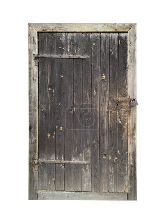 Foto de Puerta de madera vieja aislada sobre fondo blanco - Imagen libre de derechos
