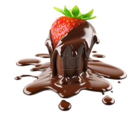 Foto de Fresa cubierta de chocolate, aislada sobre fondo blanco - Imagen libre de derechos