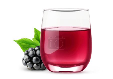 Photo for Glass of fresh blackberry drink, isolated on white background - Royalty Free Image