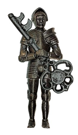 Photo for Knight on guard holding a key - Royalty Free Image