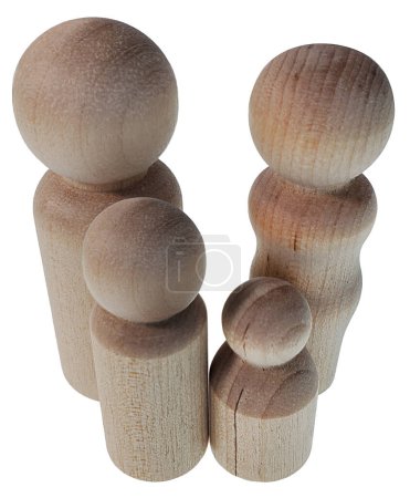 Foto de Personas de madera mostrando dos padres y dos hijos - Imagen libre de derechos