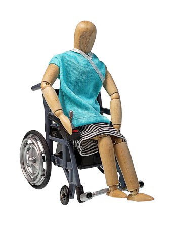 Patient médical en fauteuil roulant motorisé
