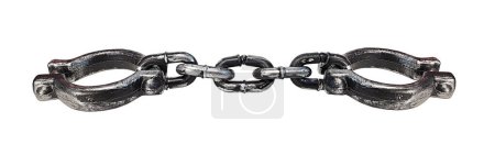Black metal shackle and chain for binding