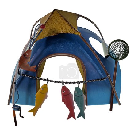Camping Tent with fishing gear for enjoying the wilderness