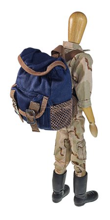 A soldier in the military with his backpack