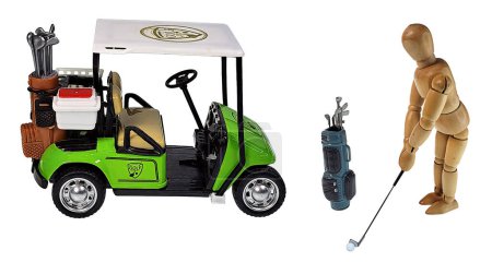 Golfer and a golf cart used for transportation during a game of golf 