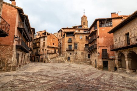 Photo for Traditional medieval style architecture in the main square of Albarracin, Teruel. Spain - Royalty Free Image