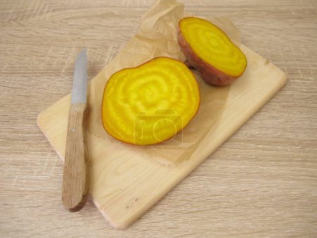 Raw striped golden yellow beetroot