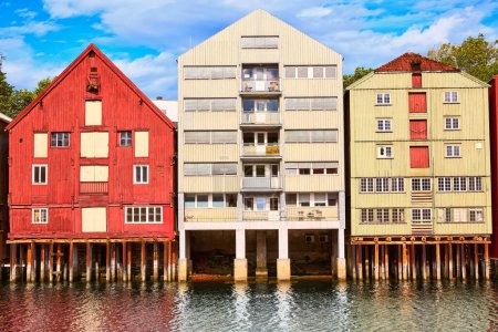 Photo for Colorful old houses over the Nidelva river in Trondheim, Norway - Royalty Free Image