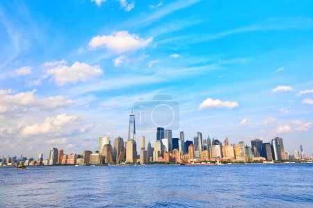 Photo for Manhattan financial district over Hudson River, New York City - Royalty Free Image
