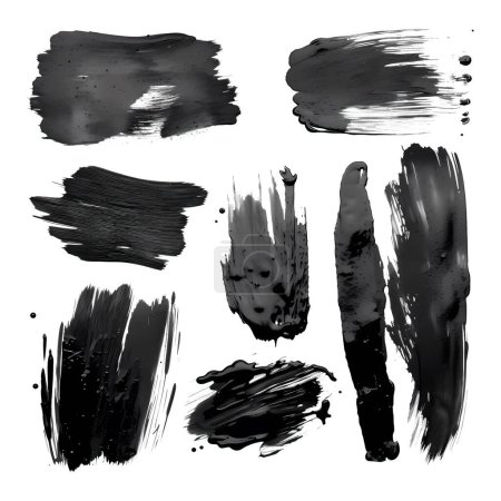 Ilustración de Set de cepillo de tinta vectorial trazo negro - Imagen libre de derechos