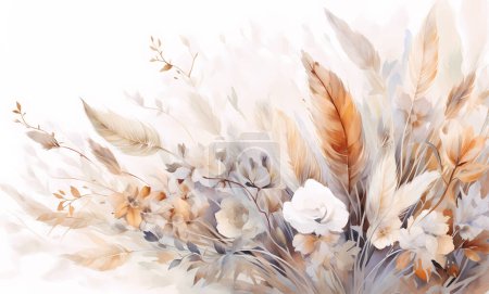 Téléchargez les photos : Fleurs vectorielles aquarelle sur fond blanc - en image libre de droit