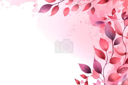Téléchargez les photos : Aquarelle vecteur branches roses et feuilles sur un fond blanc - en image libre de droit