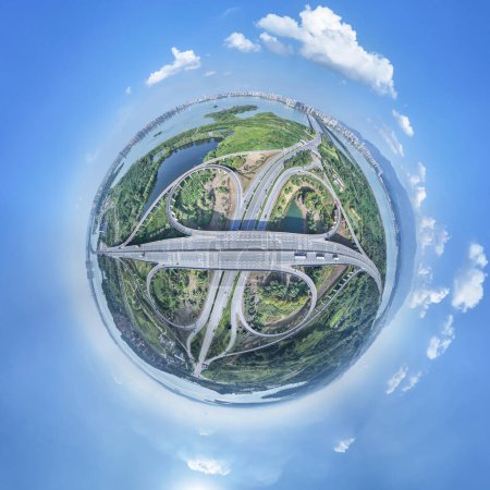 spherical panorama of the interchange overpass landscape, Jiujiang city, Jiangxi province, China.
