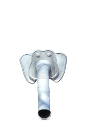 Dachabflussrohr in Form eines Elefantenkopfes mit dem Rüssel als Abflussrohr