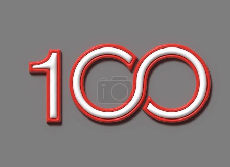 100 One Humdred Nombre Illustration 3D Design.