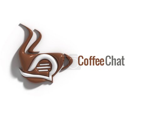 Foto de Café con Chat Diseño de Logo 3D. - Imagen libre de derechos