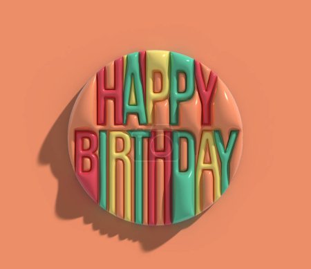 Photo for Happy Birthday 3d Line Art Text Design. - Royalty Free Image
