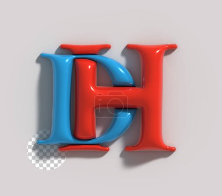 Téléchargez les photos : DH Branding Identity Corporate 3D Render Lettre de l'entreprise Logo Illustration Design - en image libre de droit