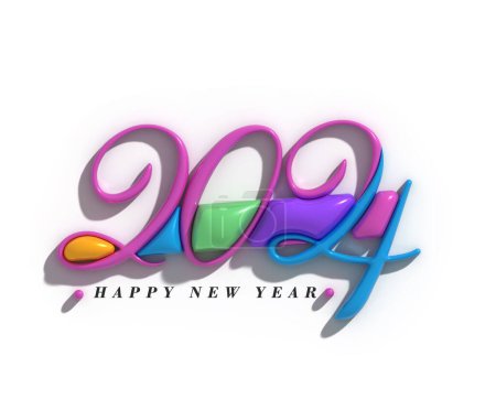 Photo for 2024 Happy New Year Lettering Typographical Illustration Design. - Royalty Free Image