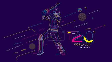 Illustration for T20 world cup cricket championship poster, flyer, template, brochure, decorated, banner design. - Royalty Free Image