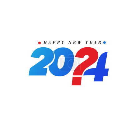 Illustration for Happy New Year 2024 Text Typography Design Element flyer, banner design. - Royalty Free Image