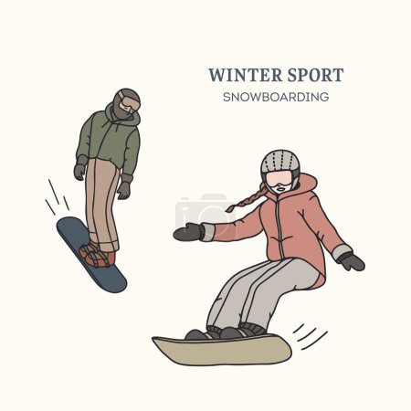 Illustration for Snowboarding winter sport vector illustration. snowboarders snowboarder - Royalty Free Image