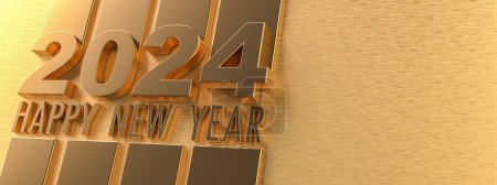 Photo for 3D rendering of Happy New Year 2024 gold - Royalty Free Image
