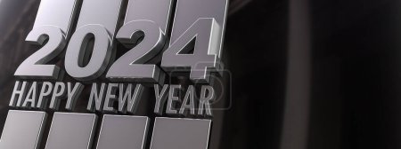 Téléchargez les photos : Rendu 3D de Bonne Année 2024 en métal argenté - en image libre de droit