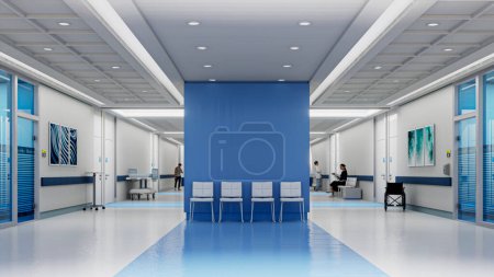 Photo for 3D rendering of a hospital interior with lots of copy space - Royalty Free Image