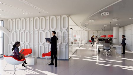 Photo for 3D rendering of a modern corporate office with a minimal contemporary look - Royalty Free Image