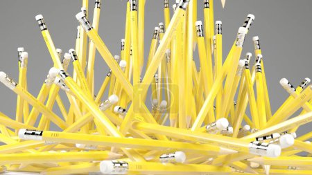 Photo for 3D rendering of a group of pencils floating in midair - Royalty Free Image