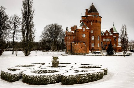 Photo for ESLOV, SWEDEN - JANUARY 15, 2016: Hjularod castle in the Eslov region of Southern Sweden in the winter season. - Royalty Free Image