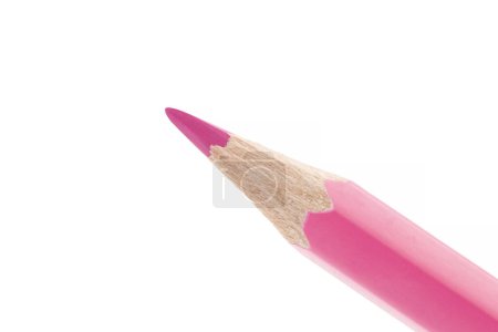 Foto de Primer plano de punta de lápiz de madera rosa aislado sobre fondo blanco - Imagen libre de derechos