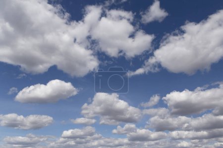 Téléchargez les photos : Vue sur des nuages blancs moelleux dans un ciel bleu - en image libre de droit