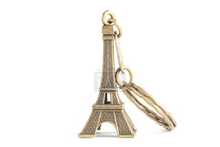 Photo for Eiffel Tower keychain isolated on white background - Royalty Free Image