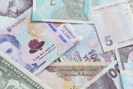 Foto de Fondo de cambio de divisas: cierre de varios países billetes - Imagen libre de derechos