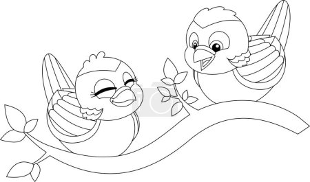 Illustration for Outlined The 12 Days Of Christmas - 2-Nd Day - Two Turtle Doves. Vector Hand Drawn Illustration Isolated On Transparent Background - Royalty Free Image