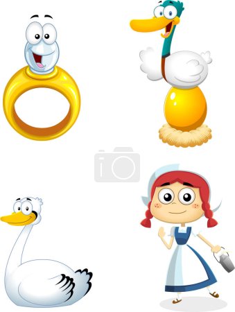 Illustration for Cute doodle characters Flat Design. Vector Collection Set - Royalty Free Image