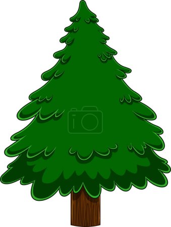 Ilustración de Árbol de Navidad verde de dibujos animados. Ilustración dibujada a mano de trama aislada sobre fondo blanco - Imagen libre de derechos