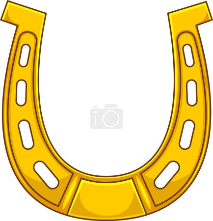 Illustration for Cartoon Golden Horseshoe For Good Luck. Vector Hand Drawn Illustration Isolated On Transparent Background - Royalty Free Image