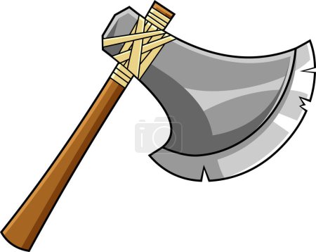 Illustration for Cartoon illustration of Scandinavian warrior blade weapon, axe isolated on white - Royalty Free Image