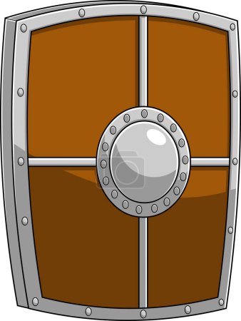 Illustration for Cartoon illustration of Scandinavian warrior shield for protection - Royalty Free Image