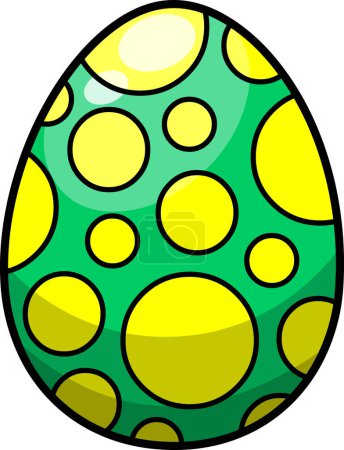 Ilustración de Huevo de Pascua verde con puntos amarillos - Imagen libre de derechos