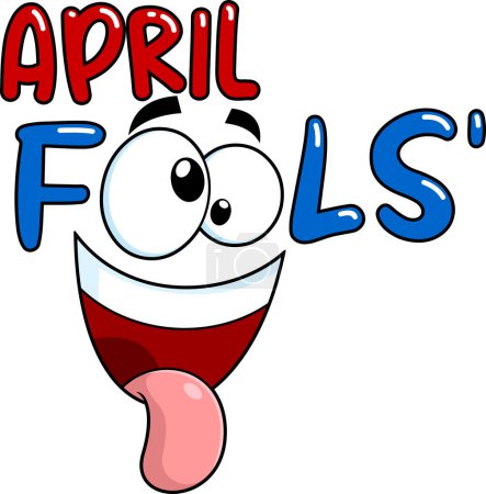 Ilustración de April Fools Day Funny Cartoon Text Sign (en inglés). Ilustración dibujada a mano vectorial con fondo - Imagen libre de derechos